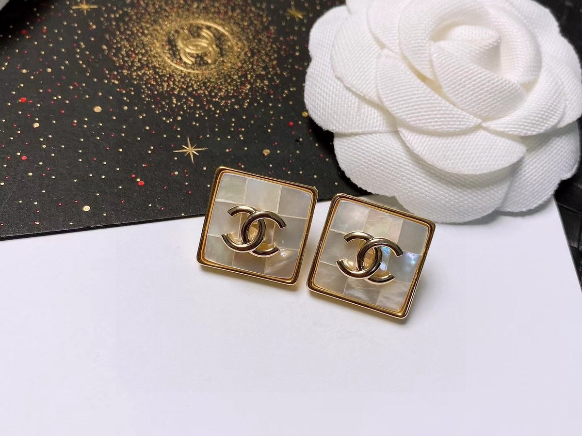 Chanel Gold-Tone Square CC Stud Earrings - album image 3
