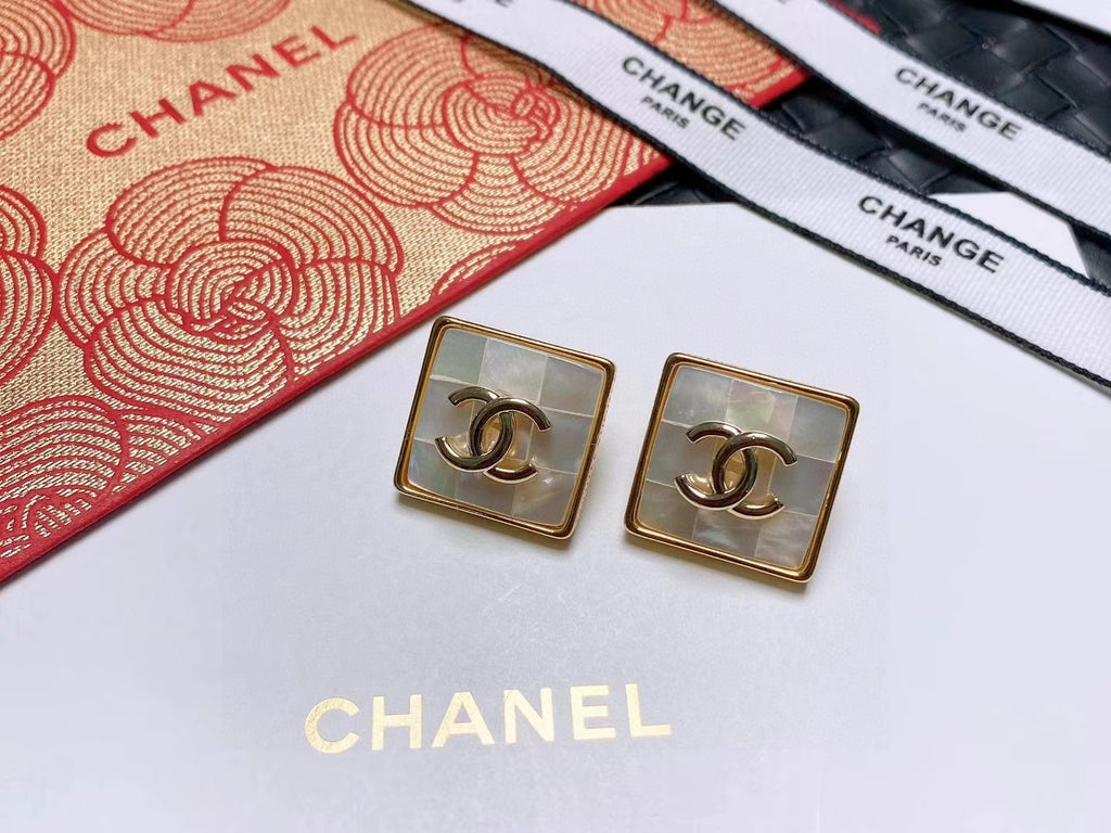 Chanel Gold-Tone Square CC Stud Earrings - album image 5