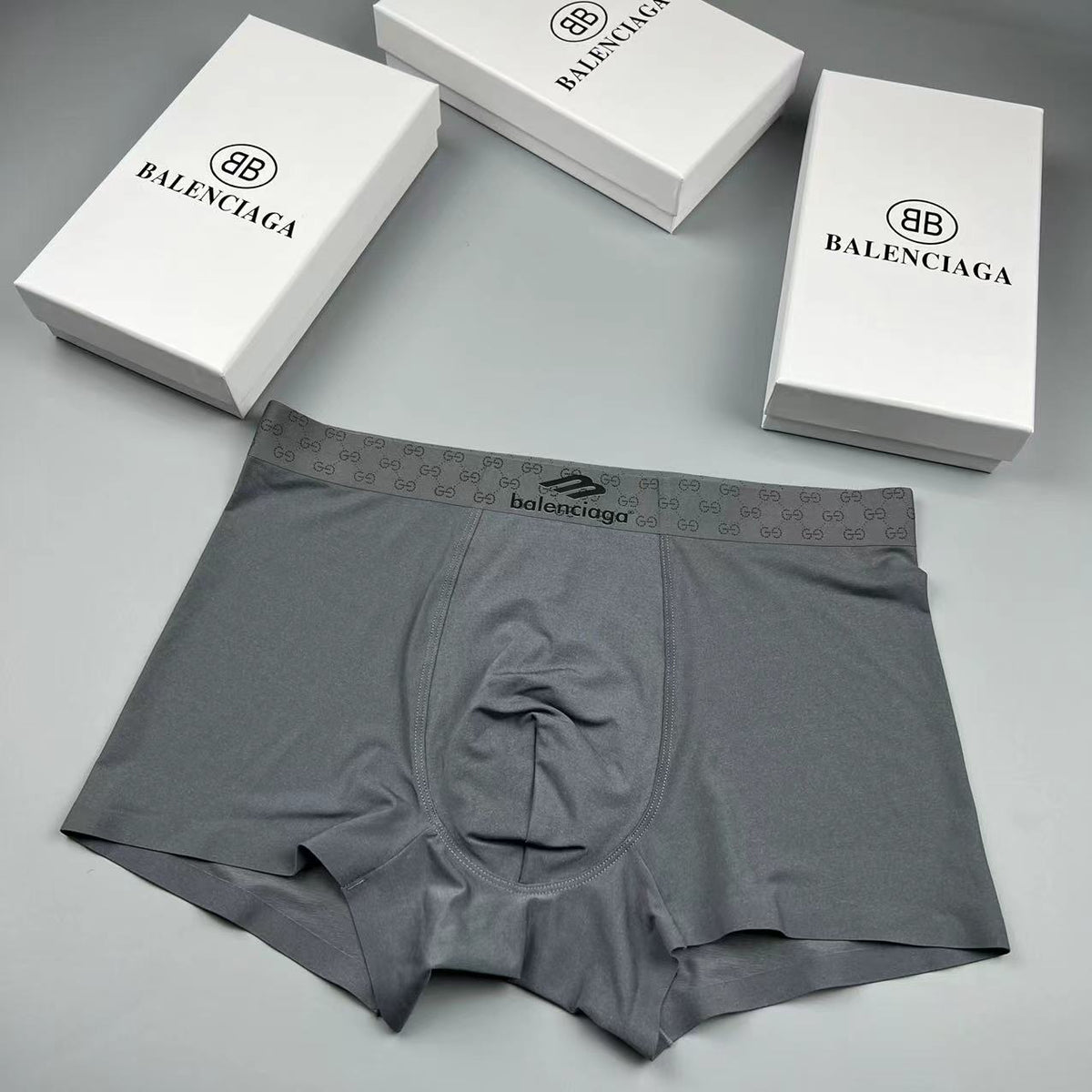 Balenciaga gray checker waist boxer briefs - view 1