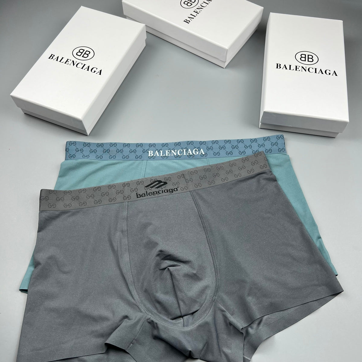 Balenciaga gray checker waist boxer briefs - view 4