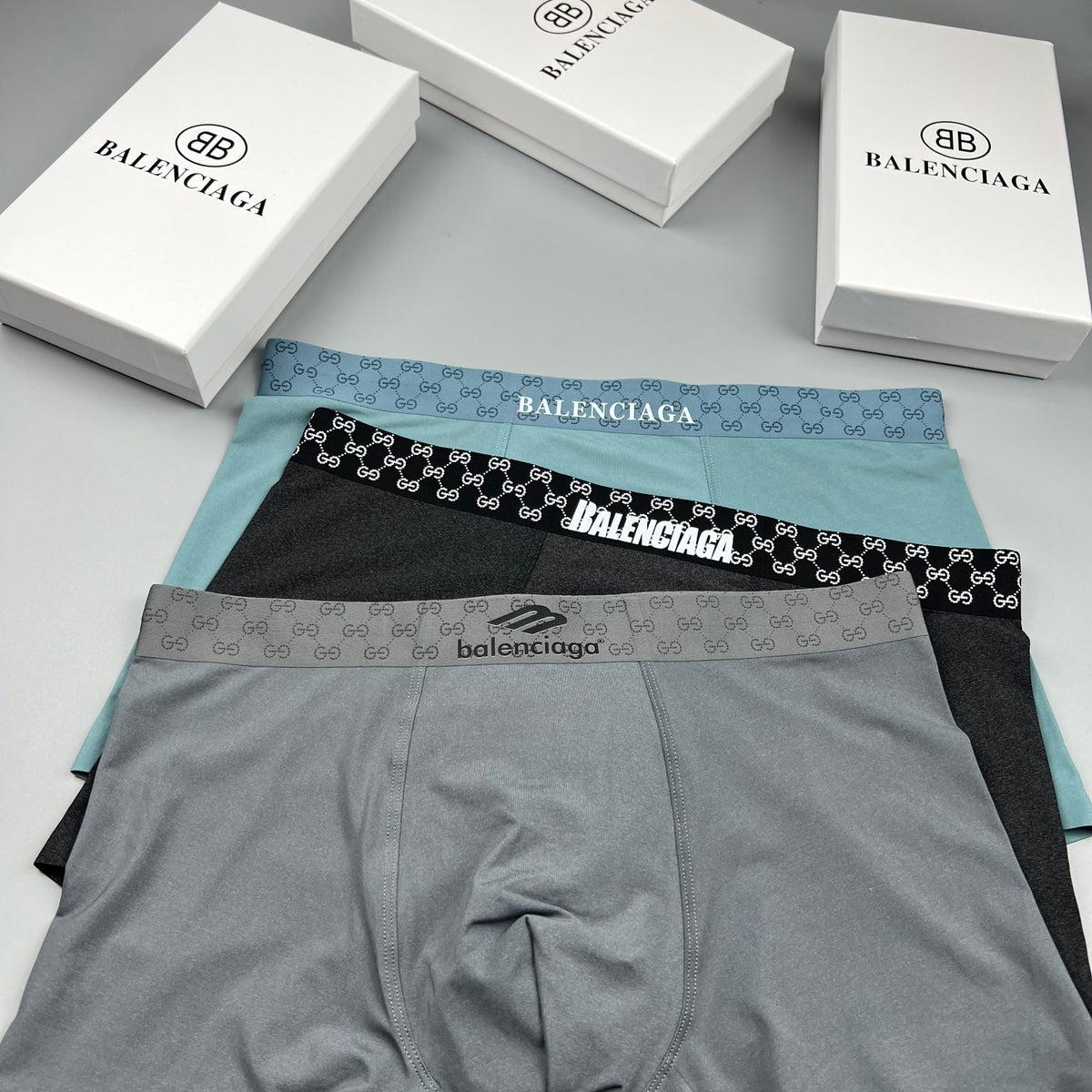 Balenciaga gray checker waist boxer briefs - view 7