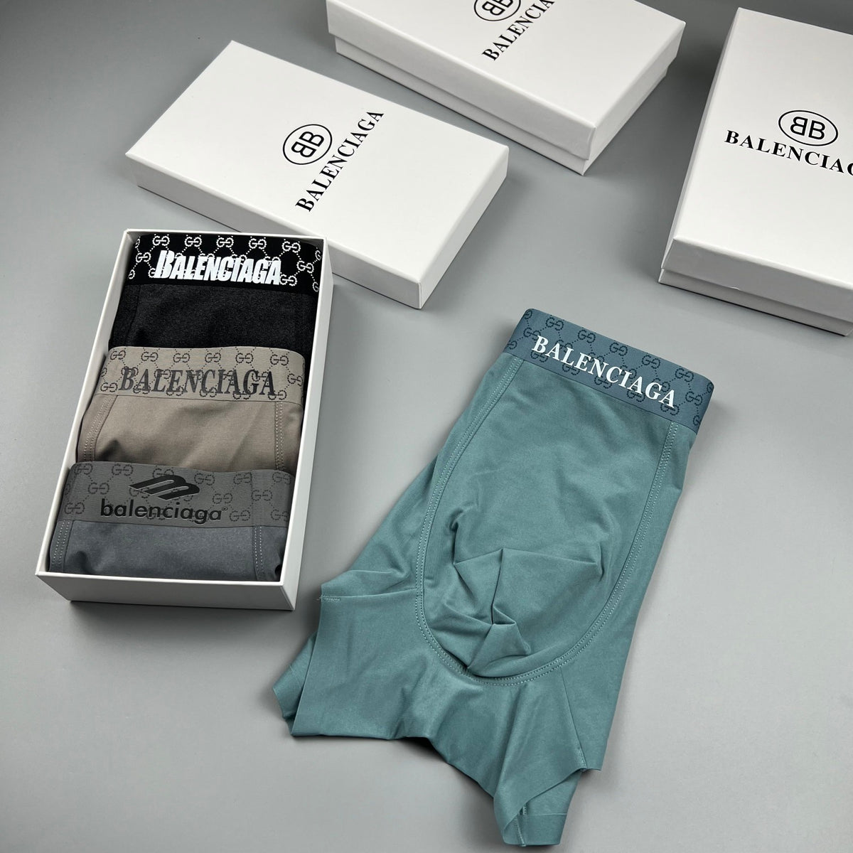Balenciaga gray checker waist boxer briefs - view 8