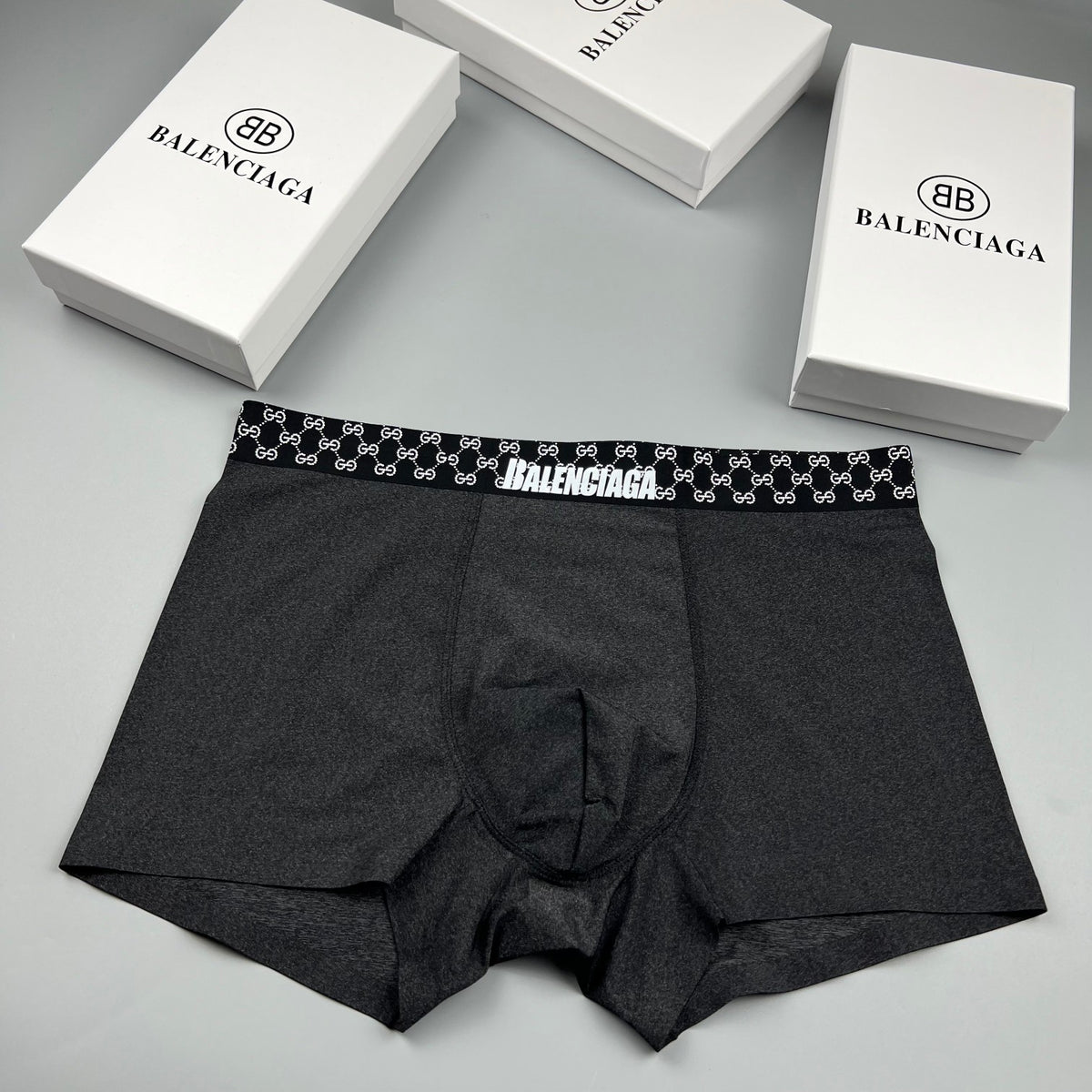 Balenciaga gray checker waist boxer briefs - view 3
