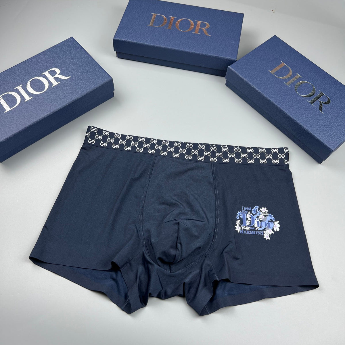 Dior checker waist floral motif boxer briefs - view 1