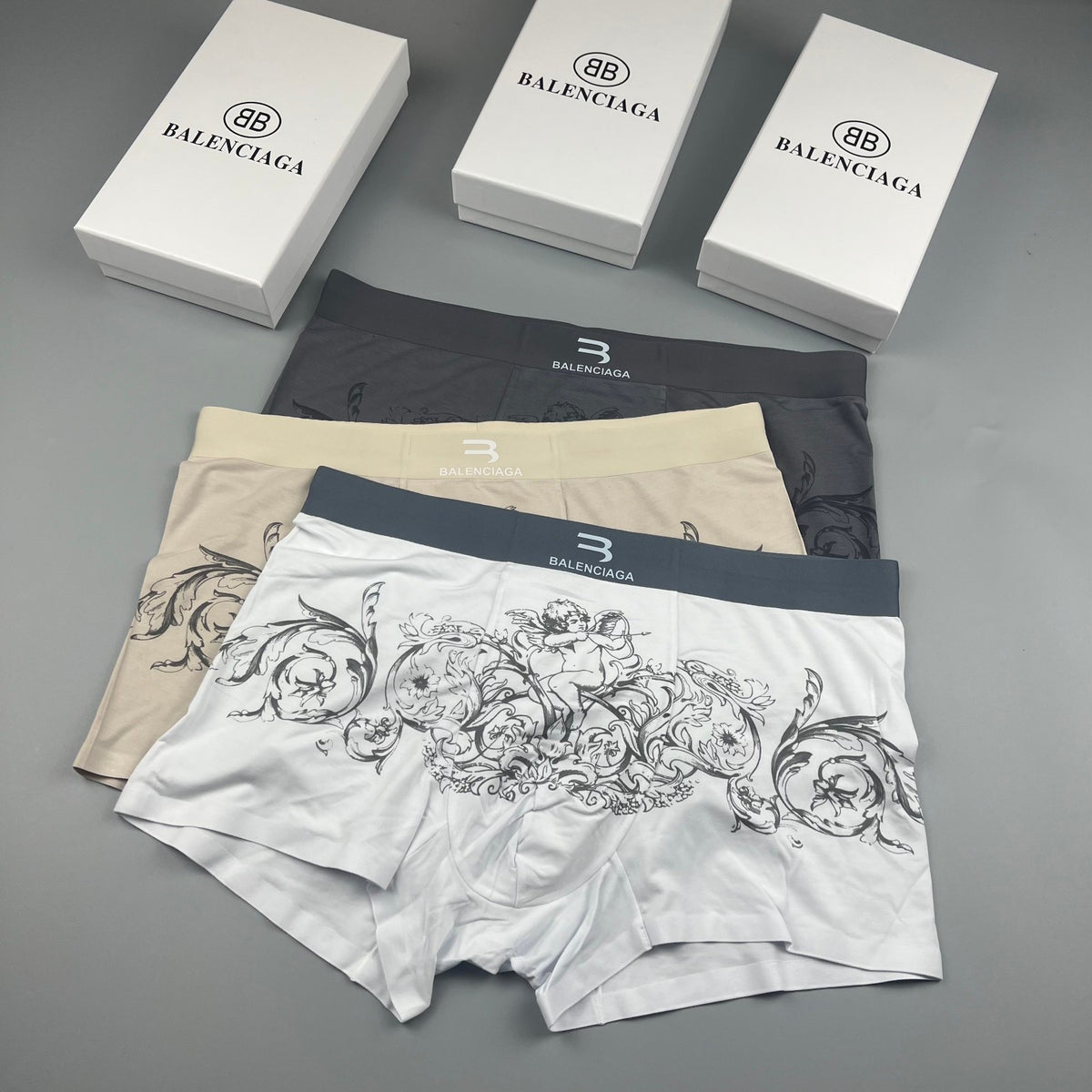 Balenciaga white ornamental print boxer briefs - view 6