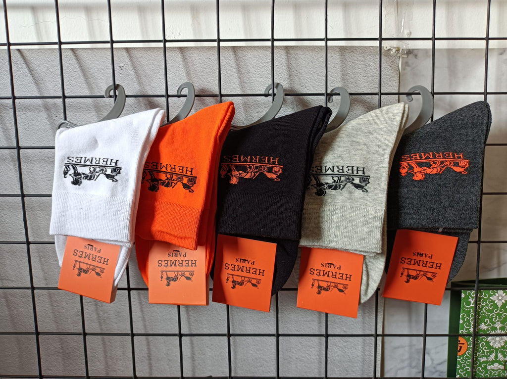Hermes carriage neutral orange socks, image 5