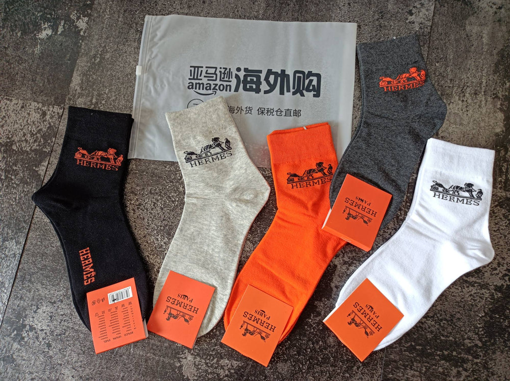 Hermes carriage neutral orange socks, image 4