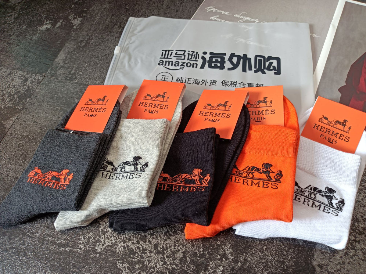 Hermes carriage neutral orange socks, image 3