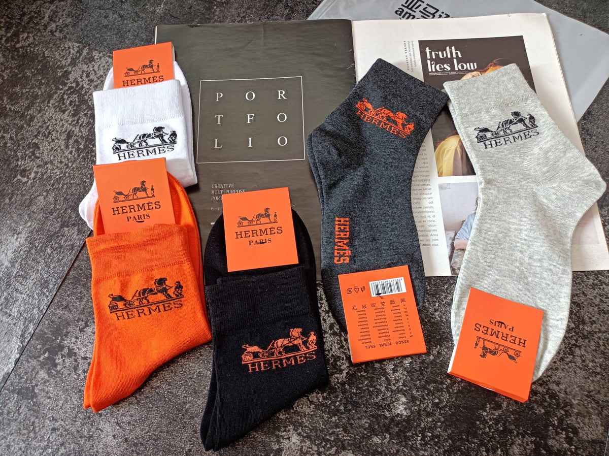 Hermes carriage neutral orange socks, image 6