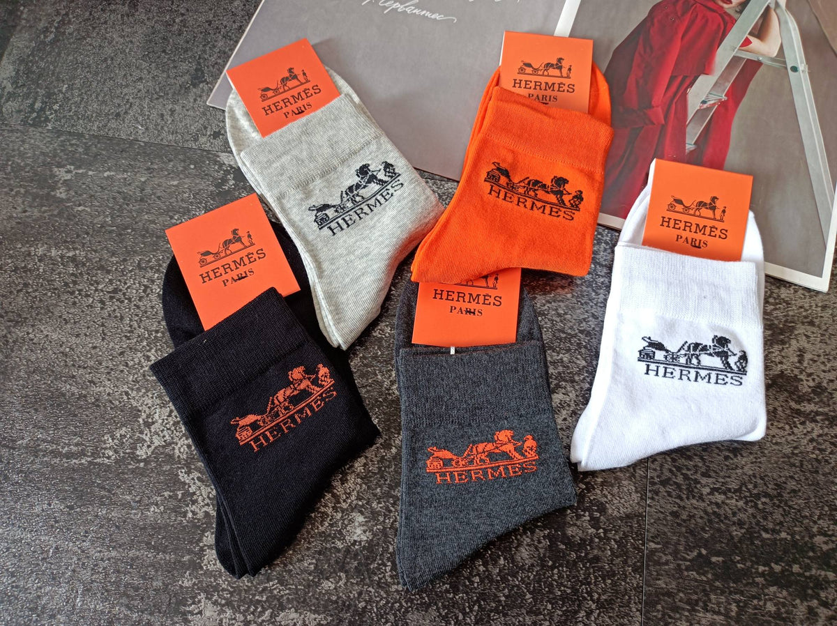 Hermes carriage neutral orange socks, image 1