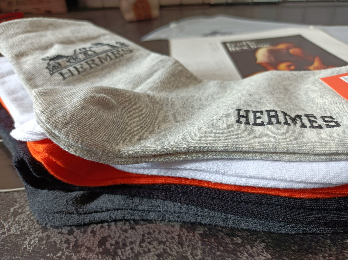 Hermes carriage neutral orange socks, image 9
