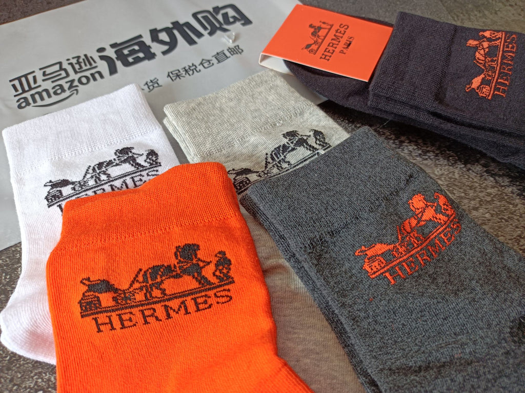 Hermes carriage neutral orange socks, image 7