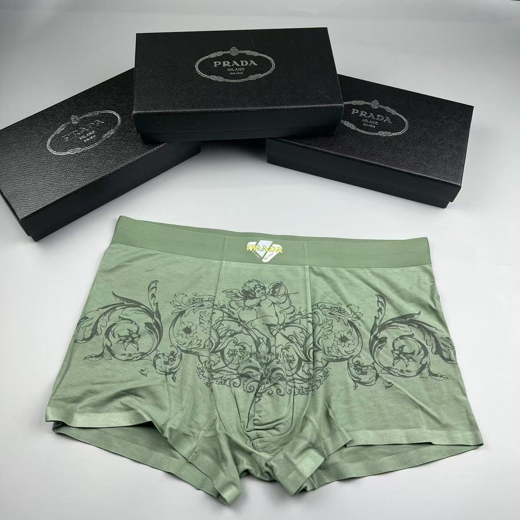 Prada green ornamental print boxer briefs - view 1