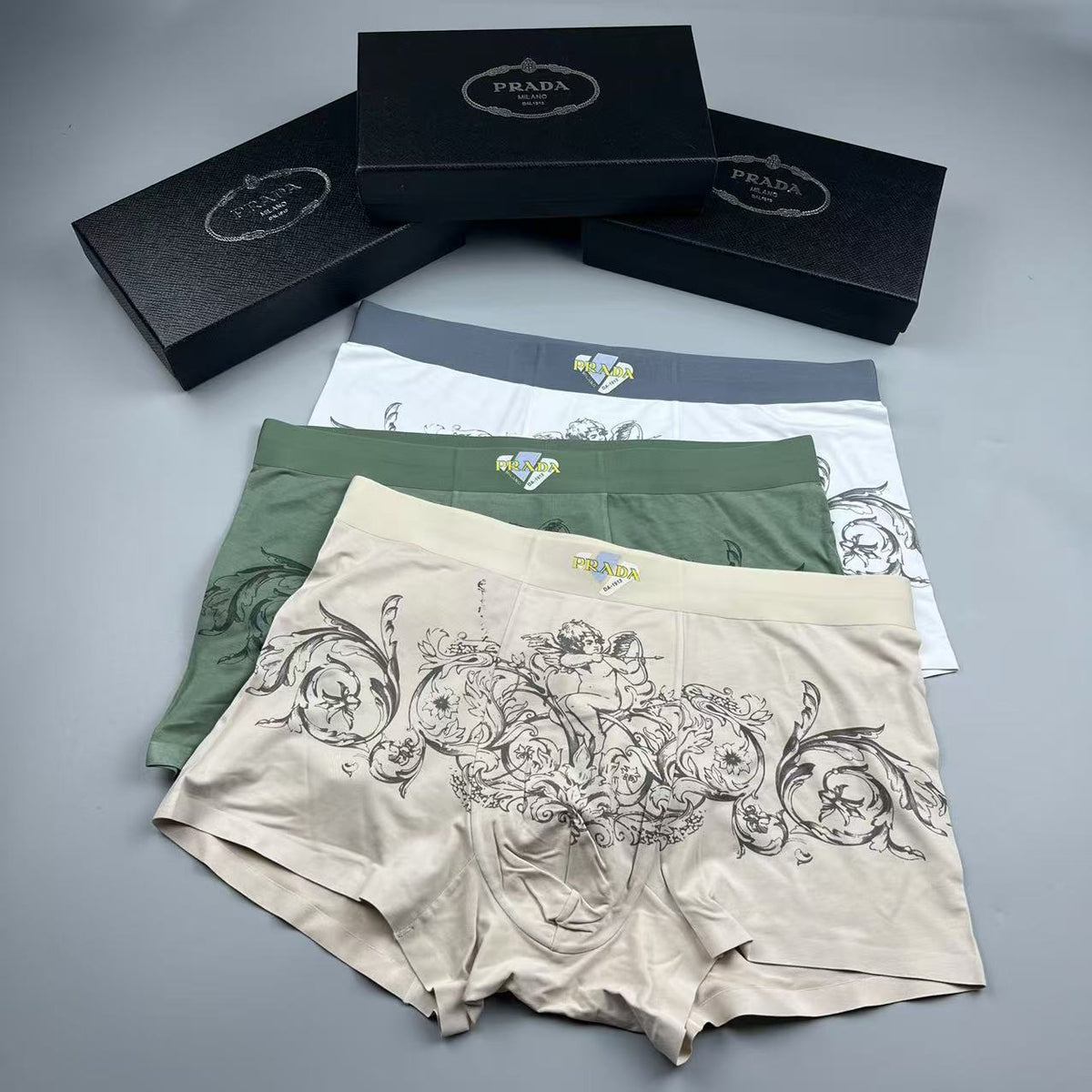 Prada green ornamental print boxer briefs - view 6