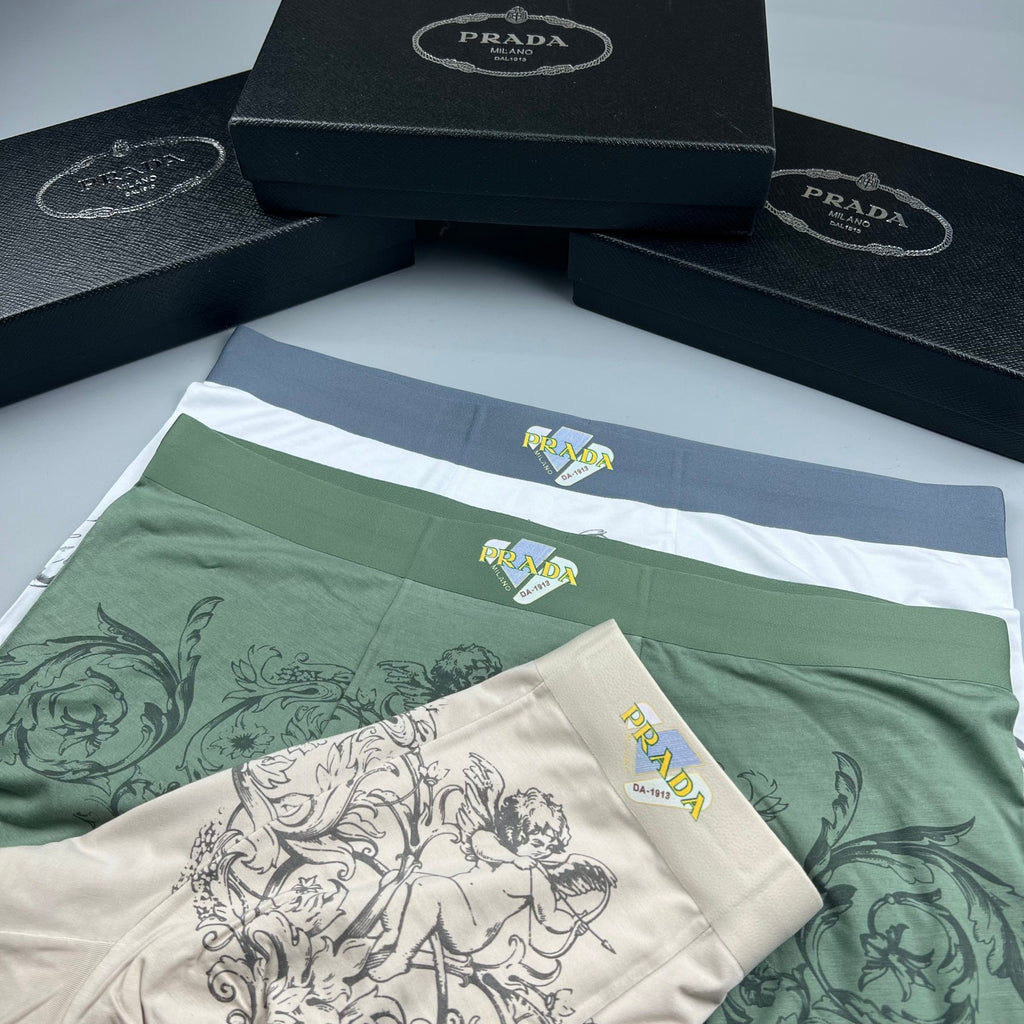 Prada green ornamental print boxer briefs - view 8