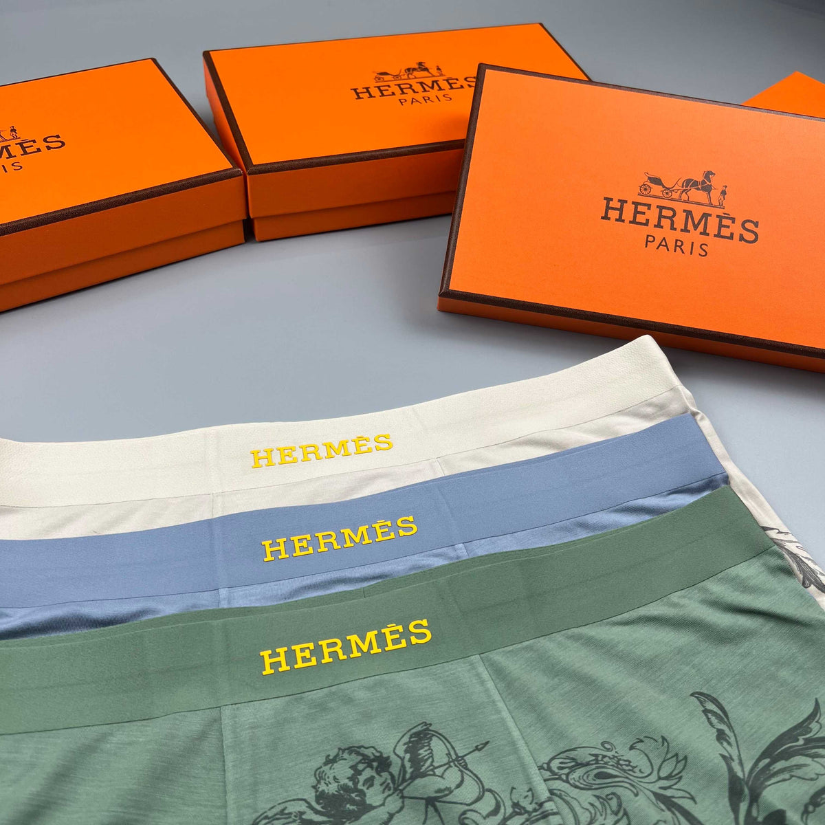 Hermes olive ornamental print trunks, image 6