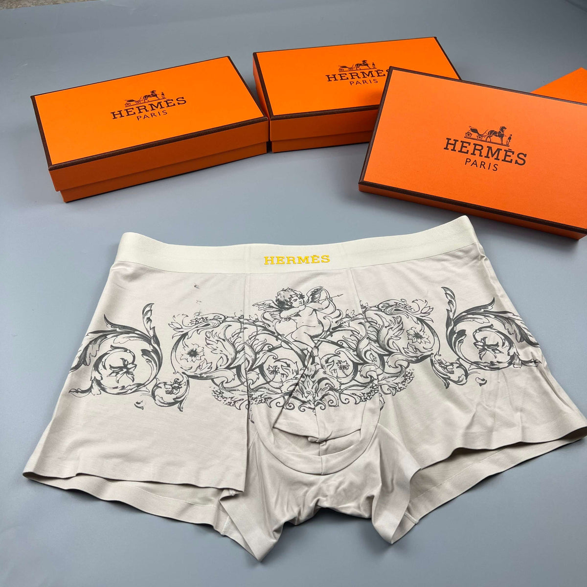 Hermes olive ornamental print trunks, image 3