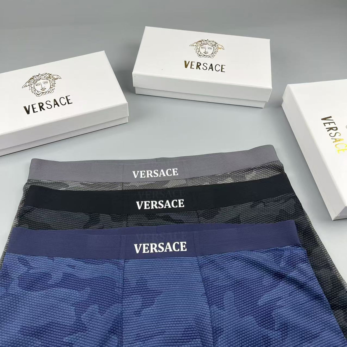 Versace navy camouflage pattern boxer briefs - view 6