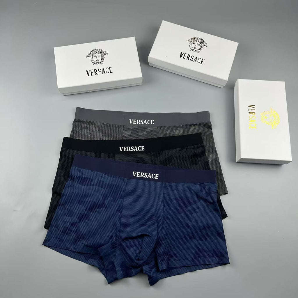 Versace navy camouflage pattern boxer briefs - view 5