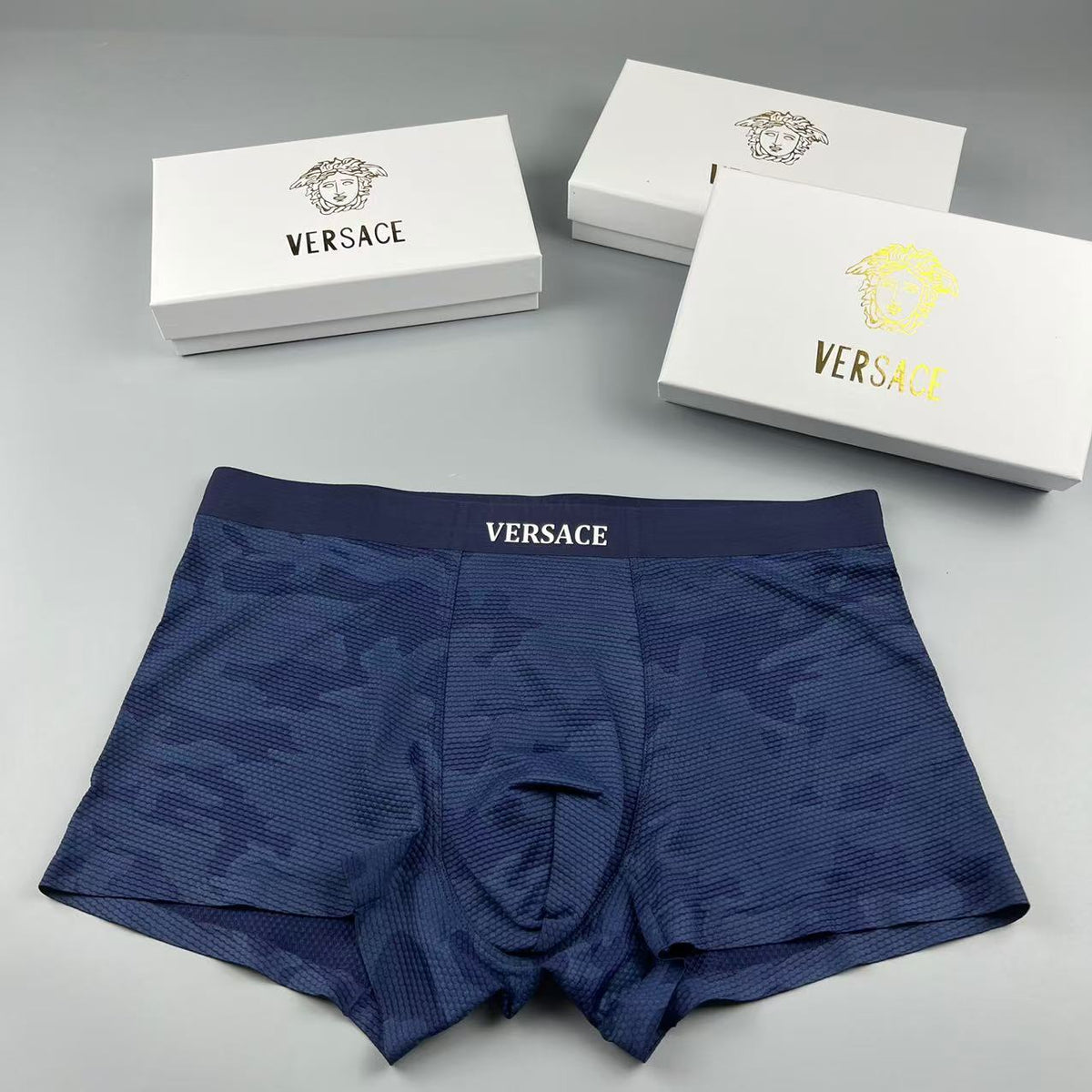 Versace navy camouflage pattern boxer briefs - view 1