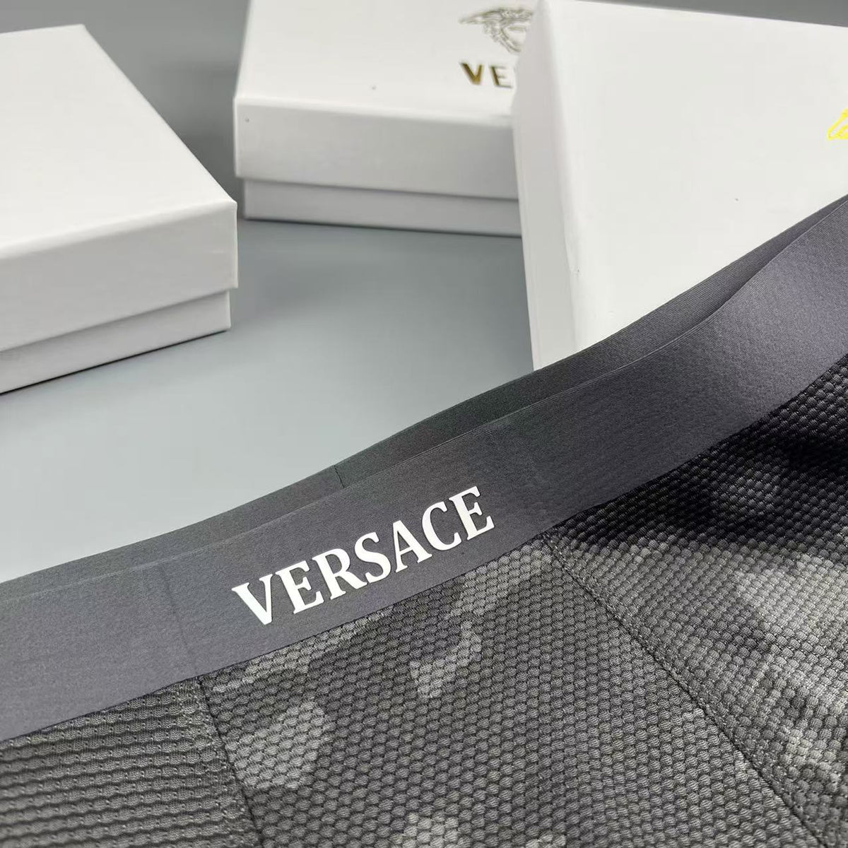 Versace navy camouflage pattern boxer briefs - view 4