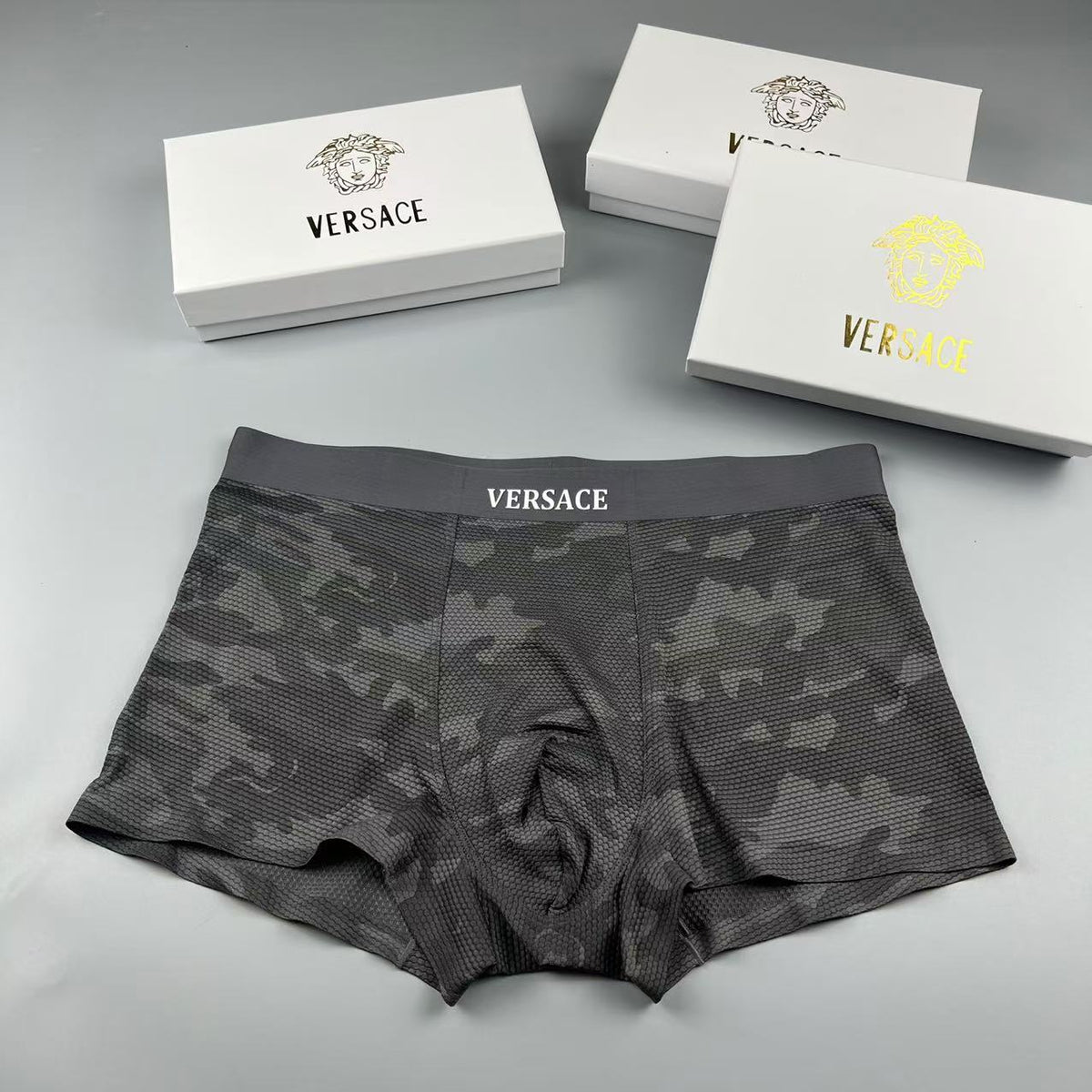 Versace navy camouflage pattern boxer briefs - view 3