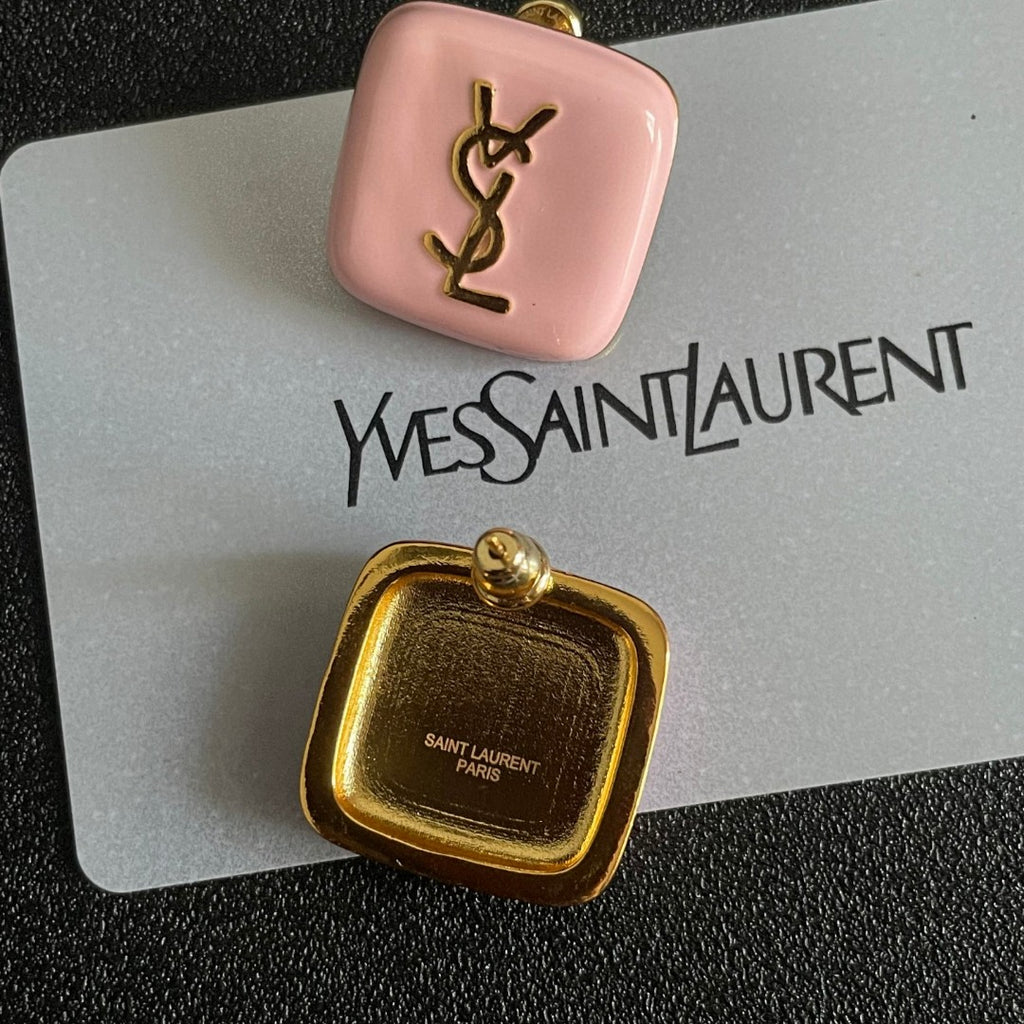 Saint Laurent Pink Square Monogram Stud Earrings - album image 7