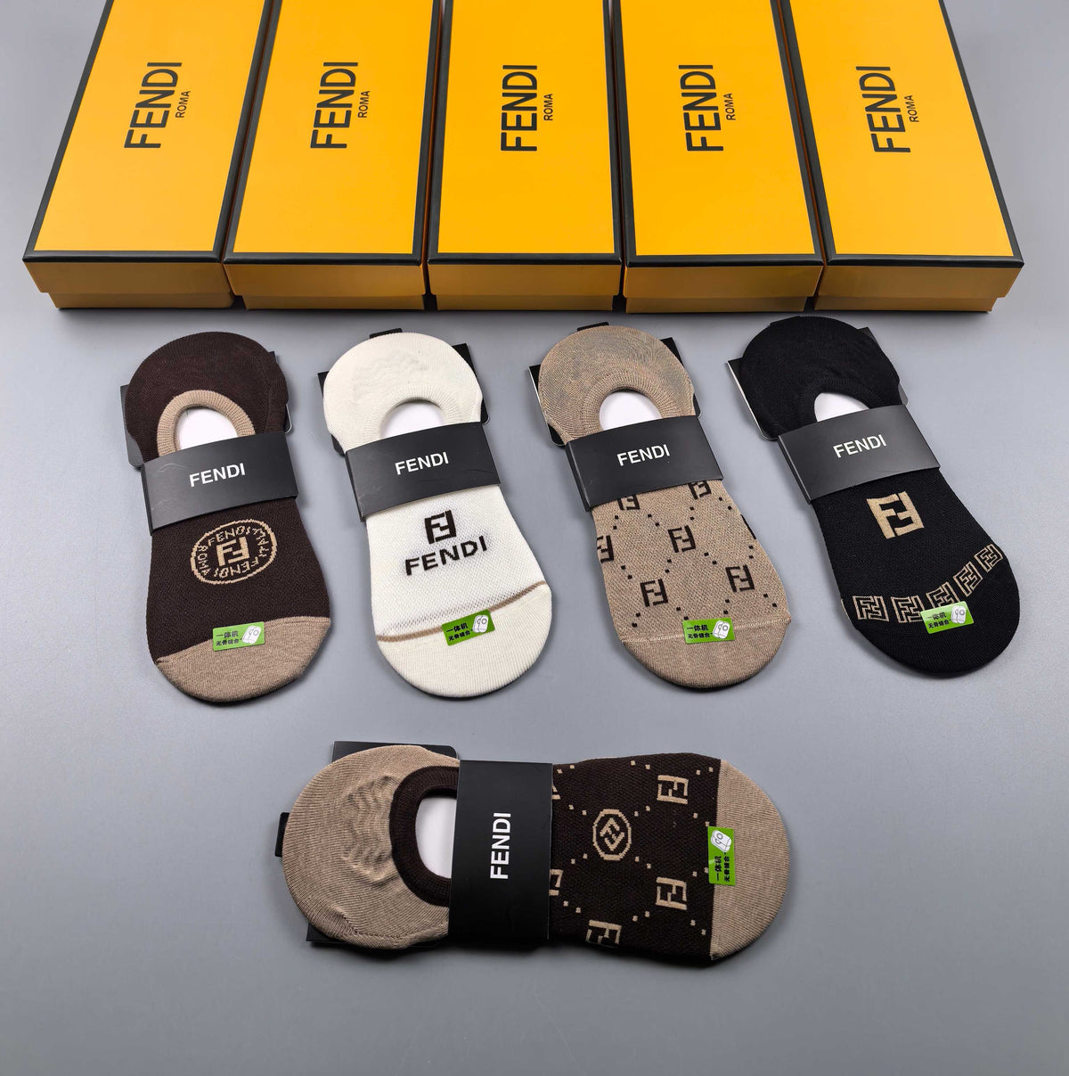 Fendi neutral circular monograms ankle socks - view 5