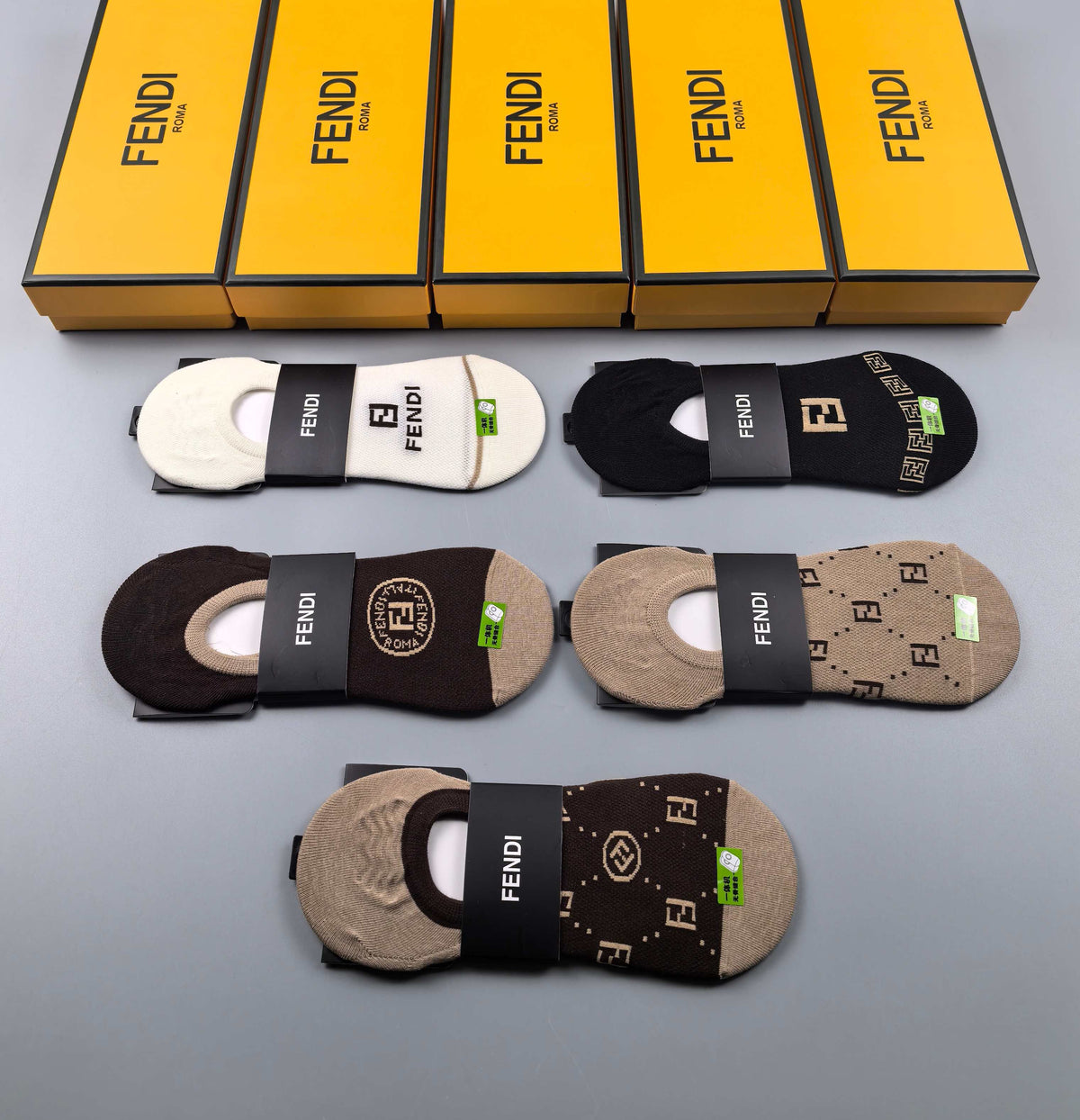 Fendi neutral circular monograms ankle socks - view 3