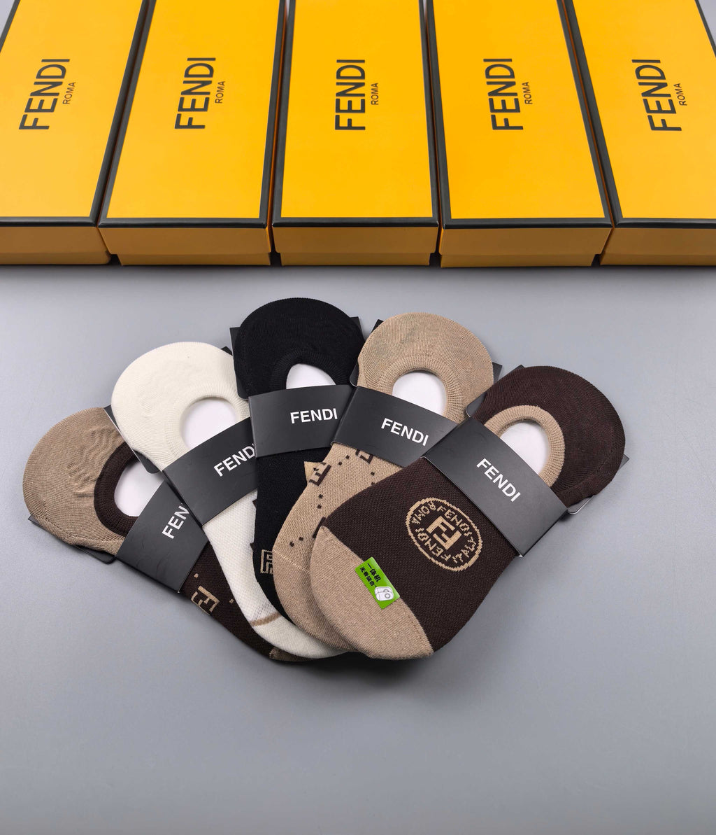 Fendi neutral circular monograms ankle socks - view 1