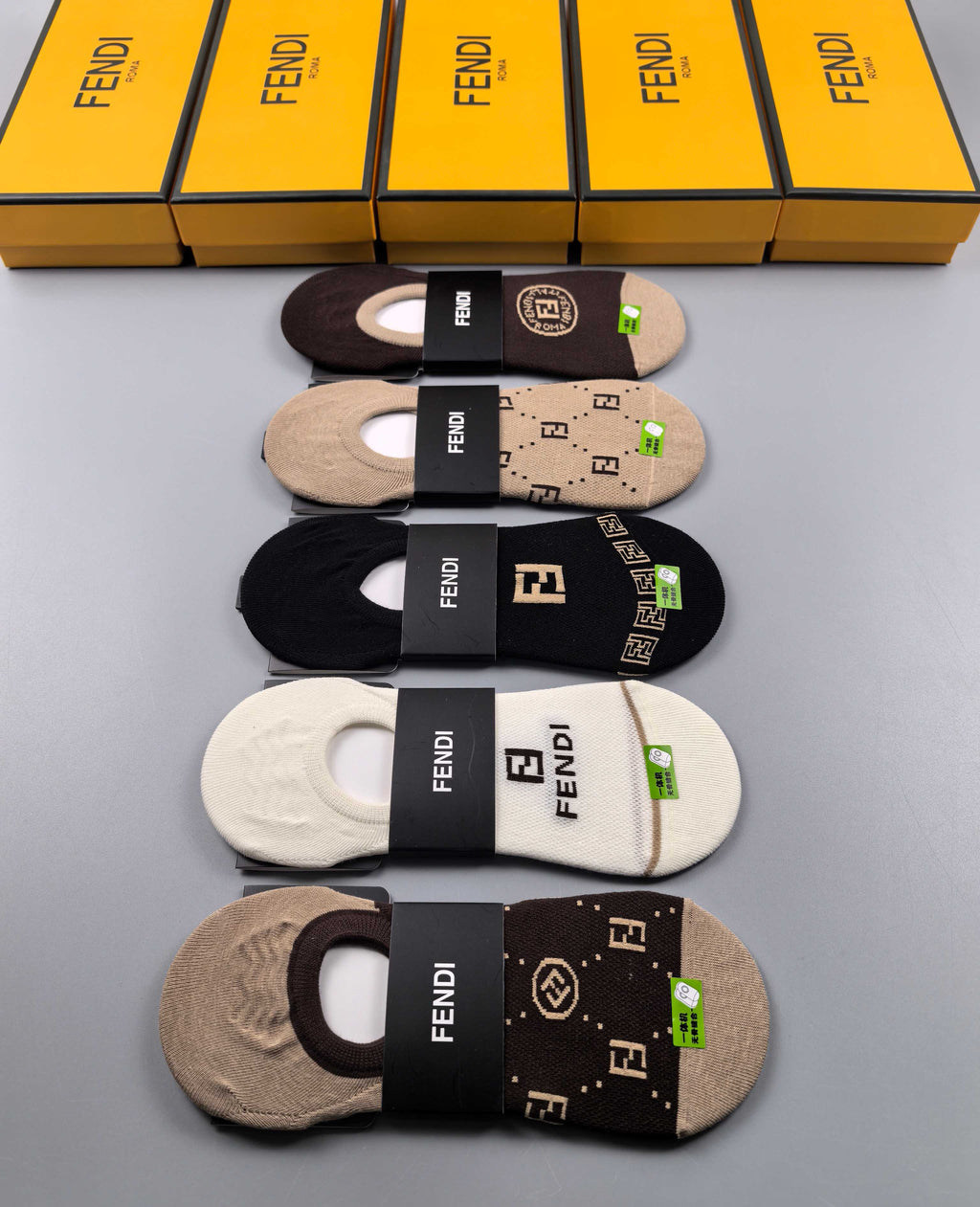 Fendi neutral circular monograms ankle socks - view 2