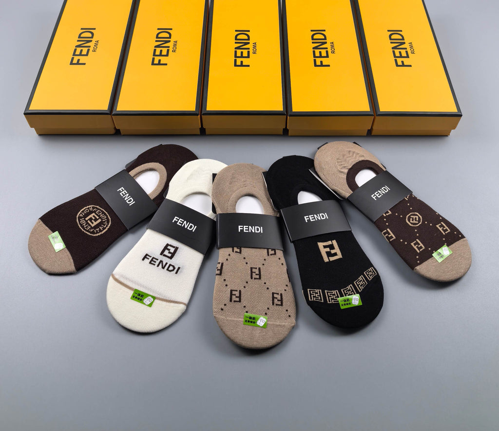 Fendi neutral circular monograms ankle socks - view 8