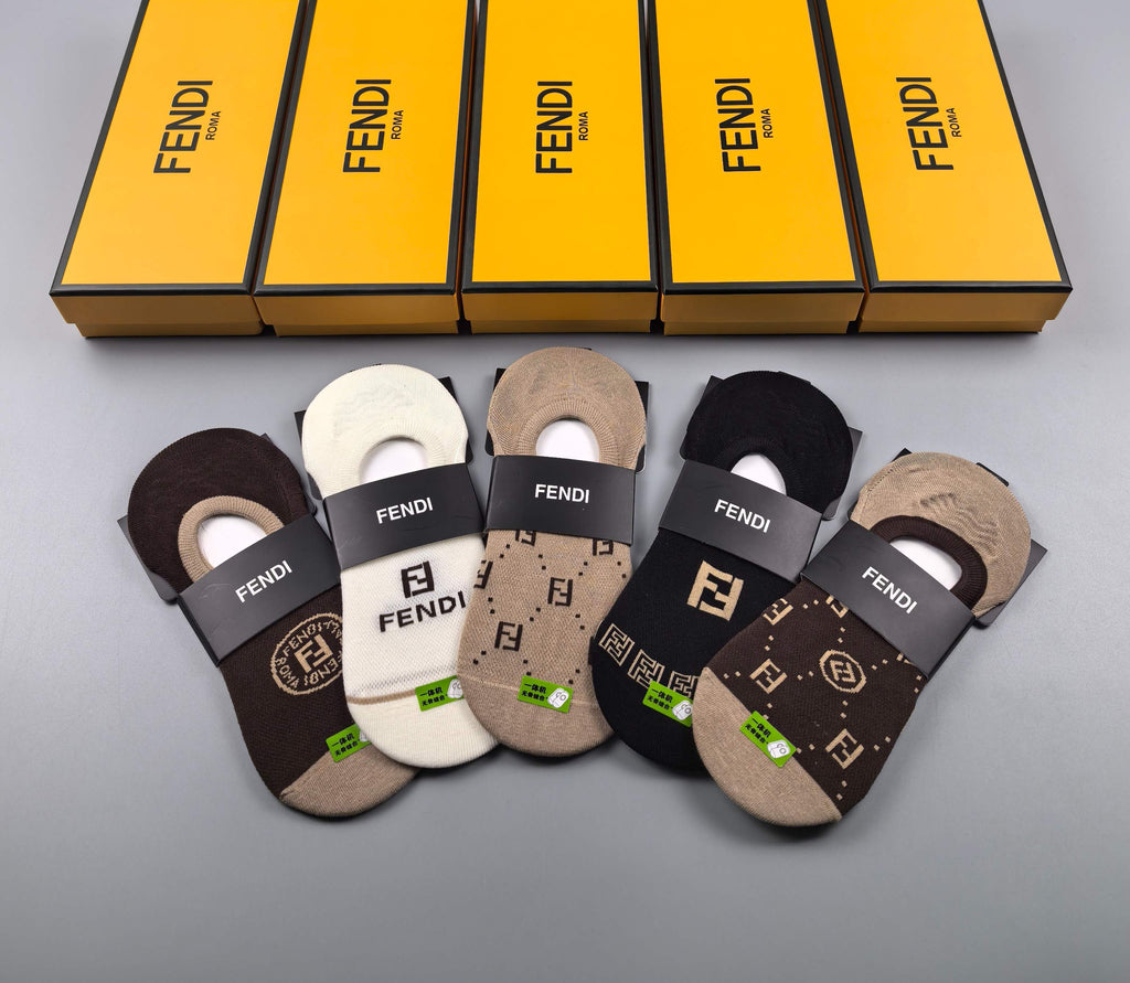 Fendi neutral circular monograms ankle socks - view 7