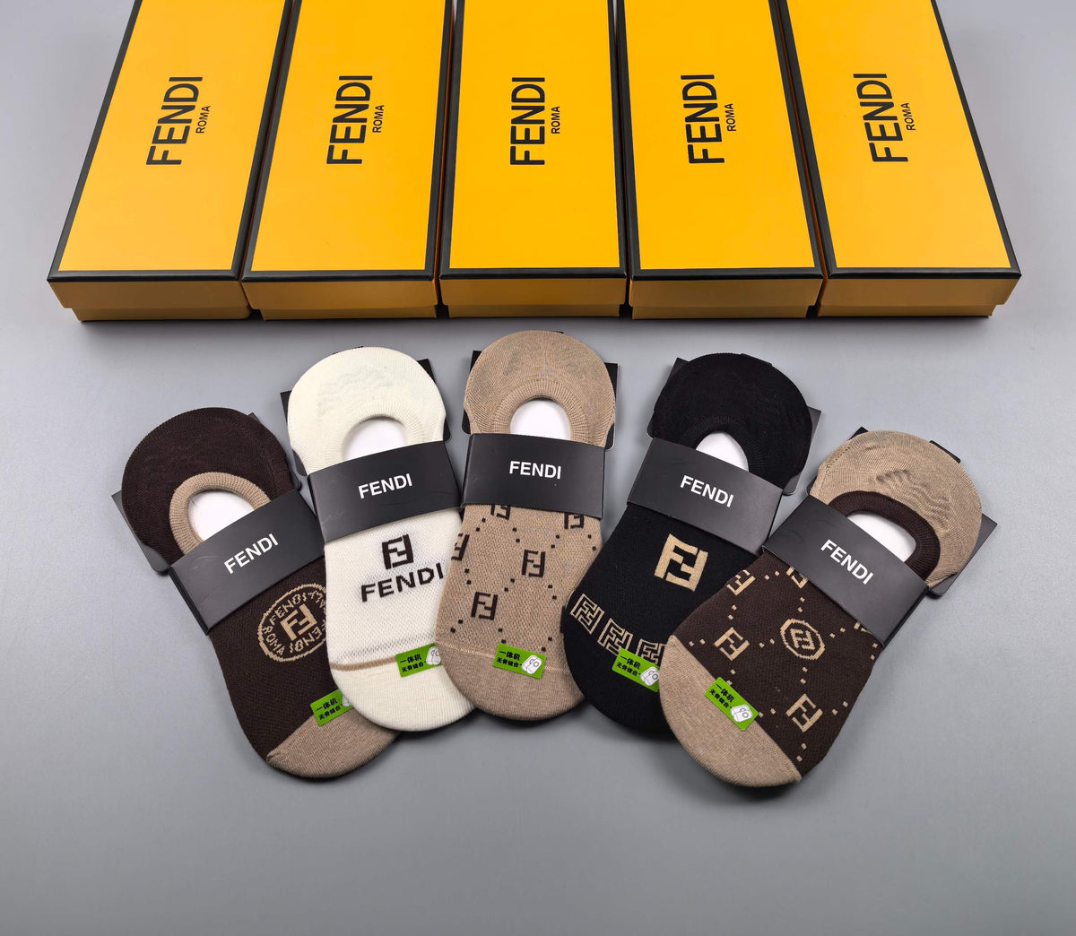 Fendi neutral circular monograms ankle socks - view 7