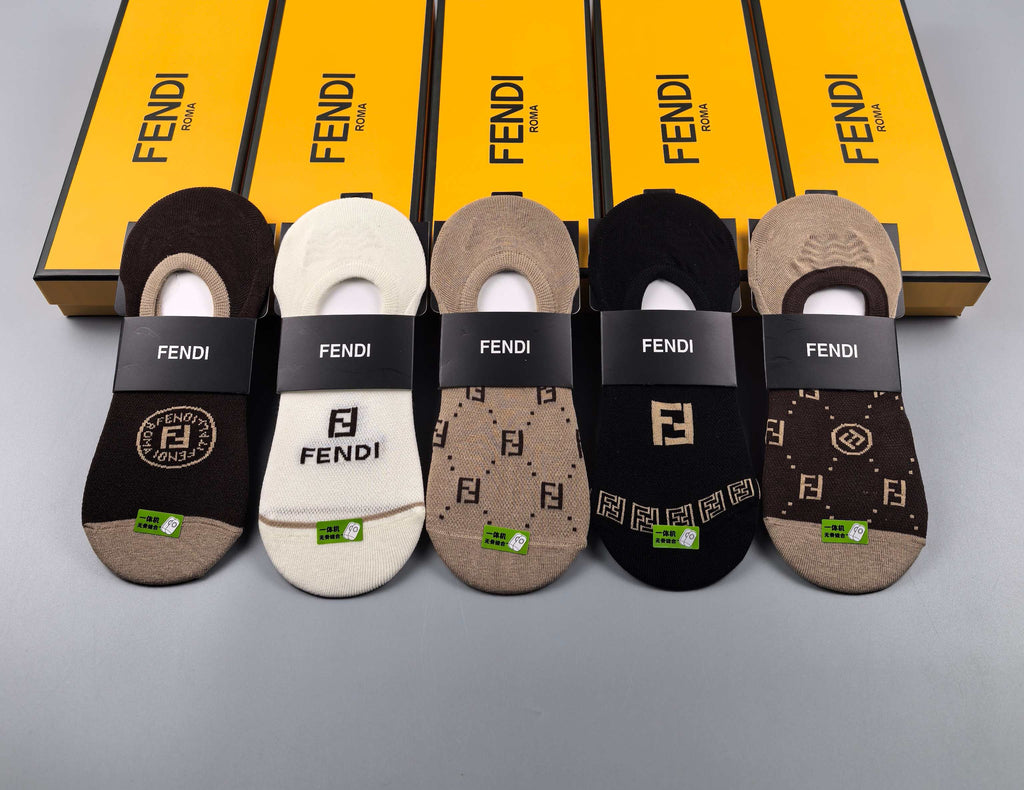 Fendi neutral circular monograms ankle socks - view 6