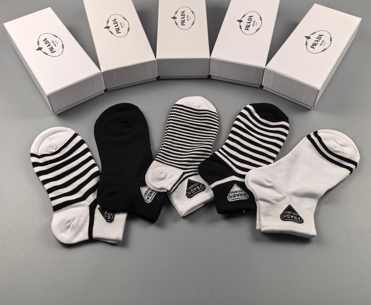 Prada low cut mixed stripes ankle socks - view 5