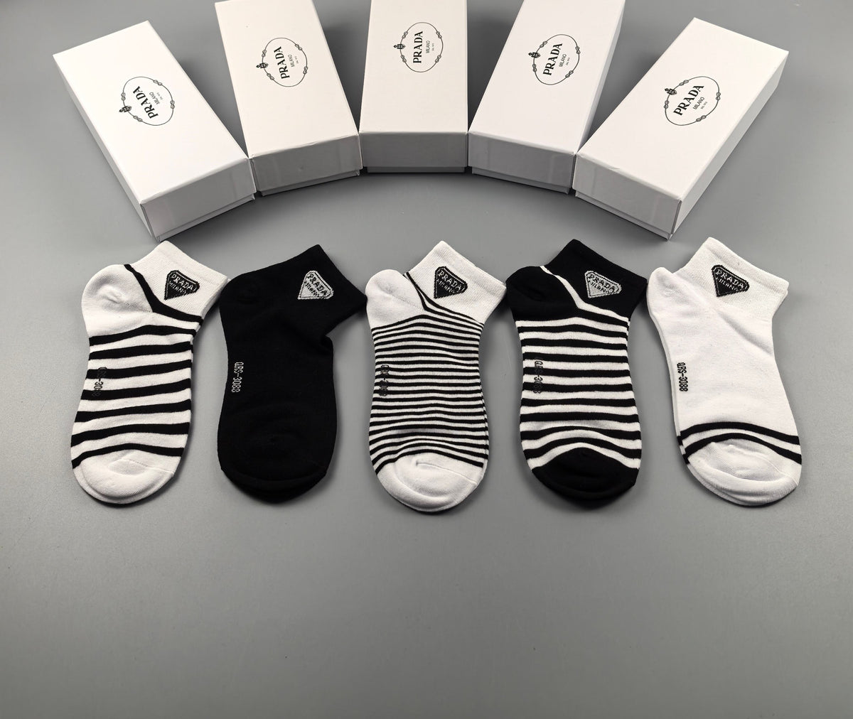 Prada low cut mixed stripes ankle socks - view 4