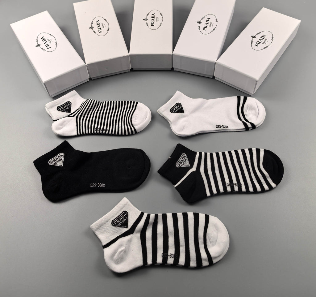 Prada low cut mixed stripes ankle socks - view 2