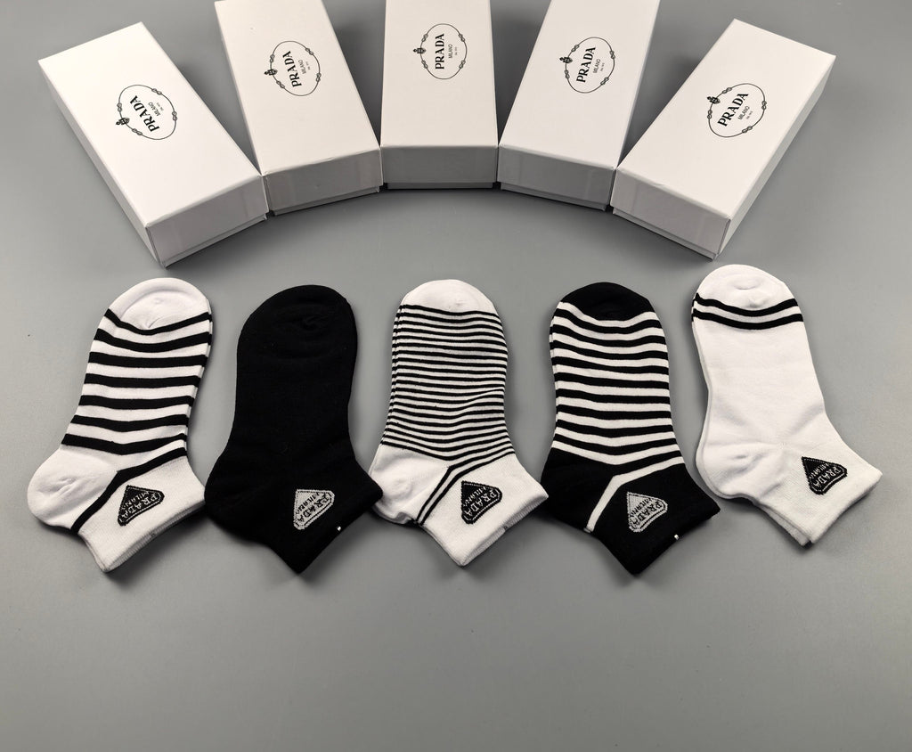 Prada low cut mixed stripes ankle socks - view 6