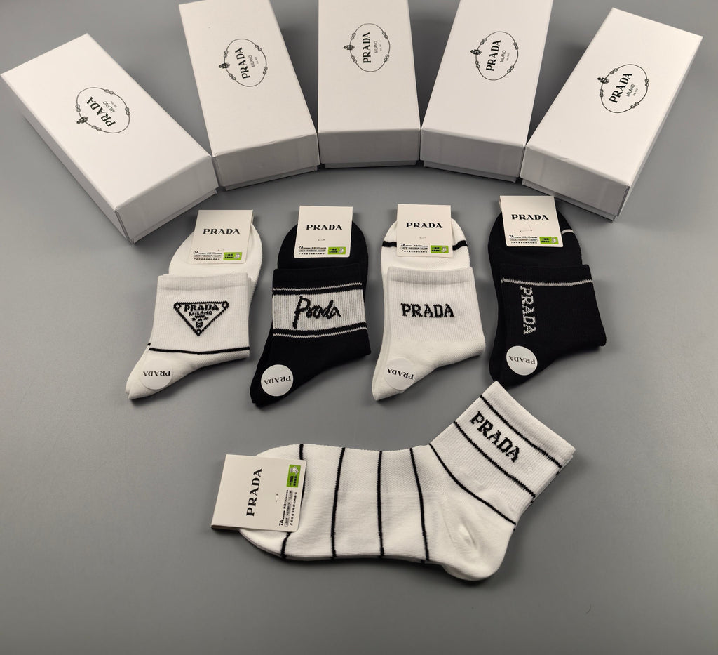 Prada mixed stripe triangle ankle socks - view 5