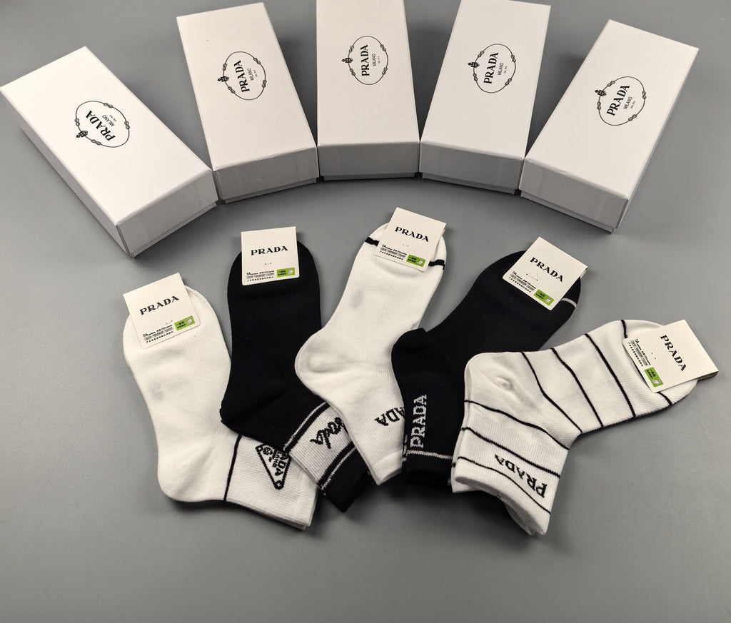 Prada mixed stripe triangle ankle socks - view 6
