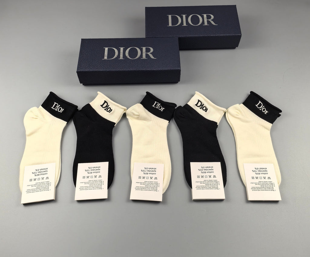 Dior classic contrast cuffs ankle socks - view 4