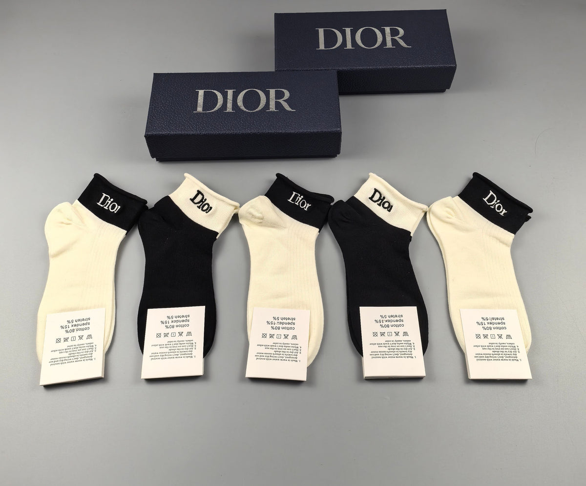 Dior classic contrast cuffs ankle socks - view 4