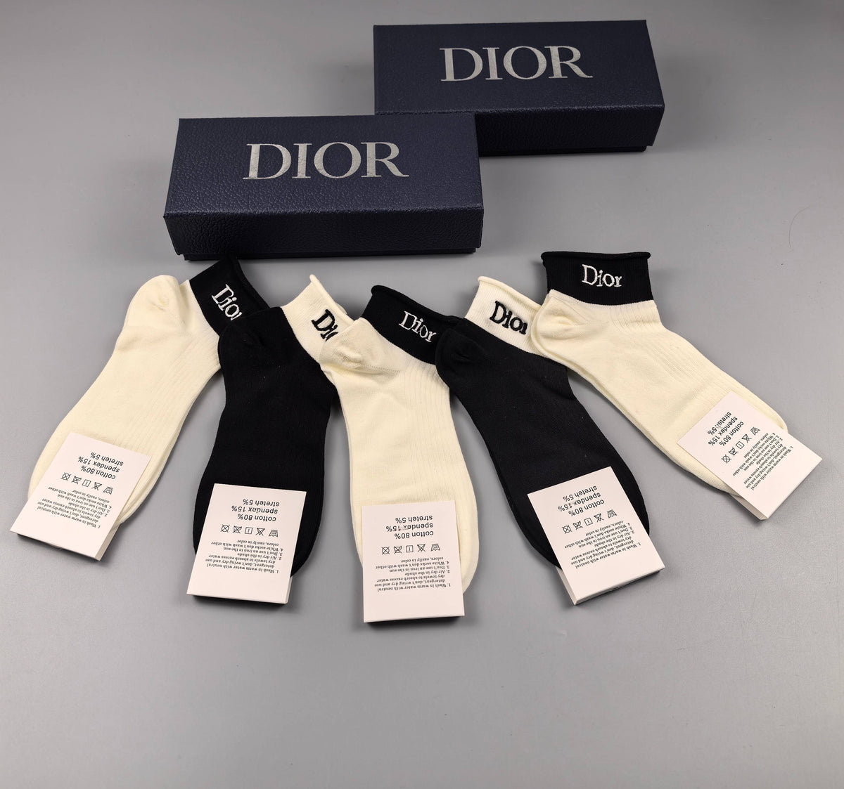 Dior classic contrast cuffs ankle socks - view 3