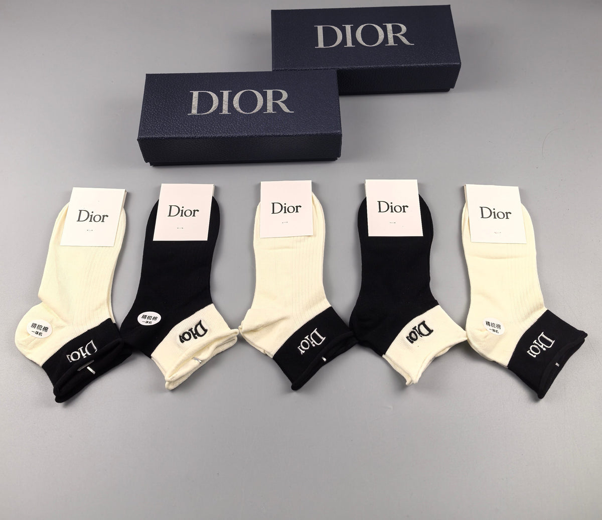 Dior classic contrast cuffs ankle socks - view 9