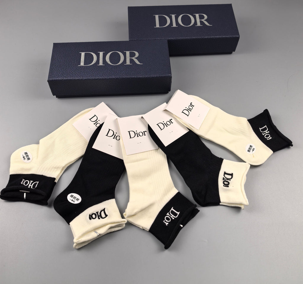 Dior classic contrast cuffs ankle socks - view 8
