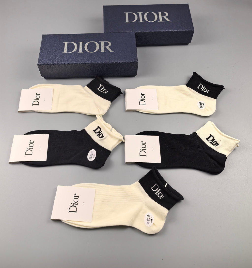 Dior classic contrast cuffs ankle socks - view 6