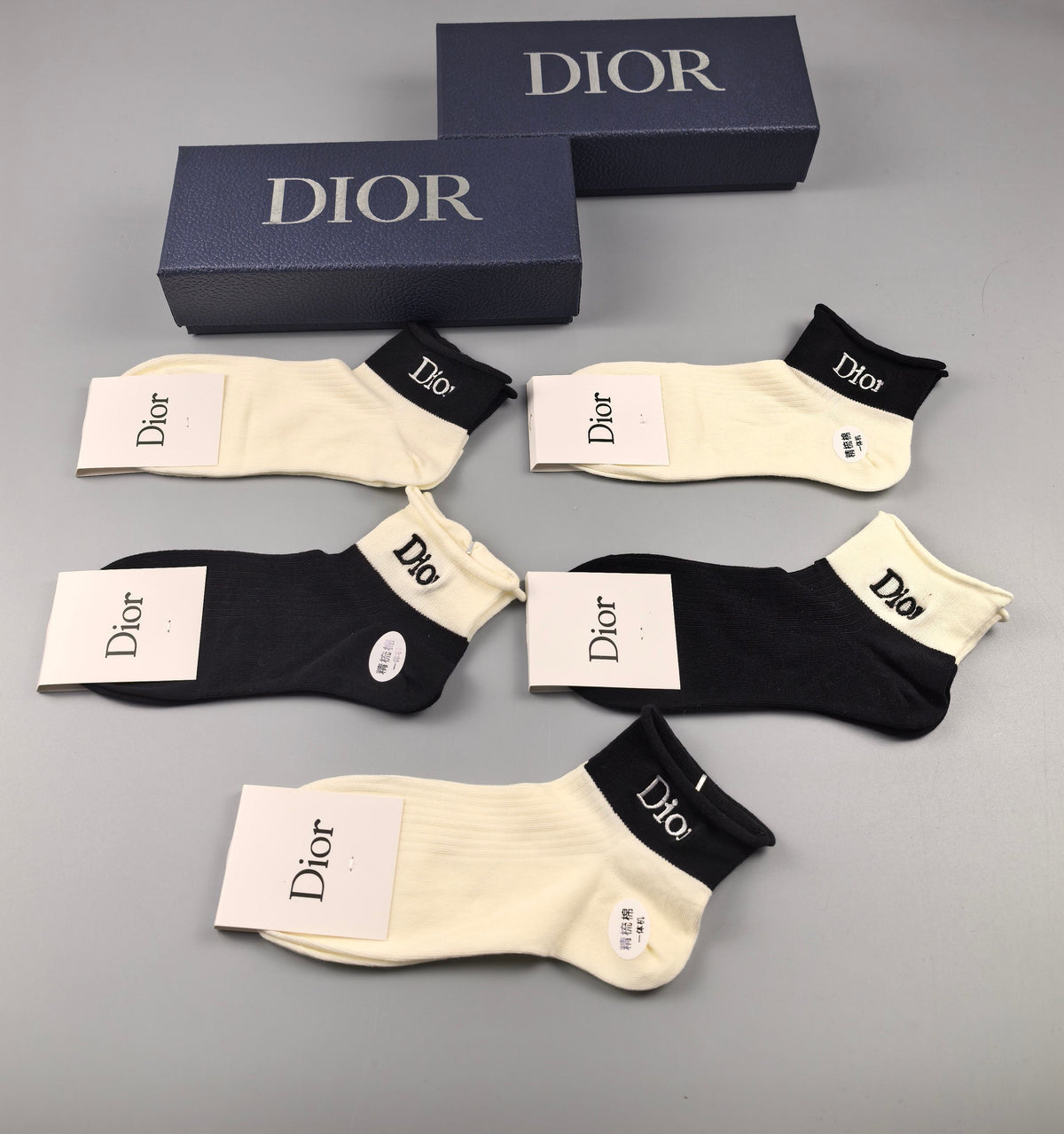 Dior classic contrast cuffs ankle socks - view 6