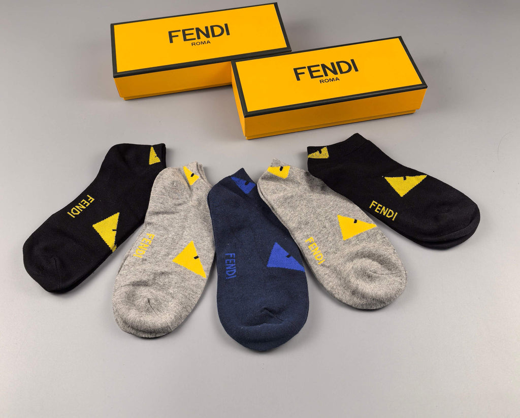 Fendi yellow monster eyes ankle socks - view 5