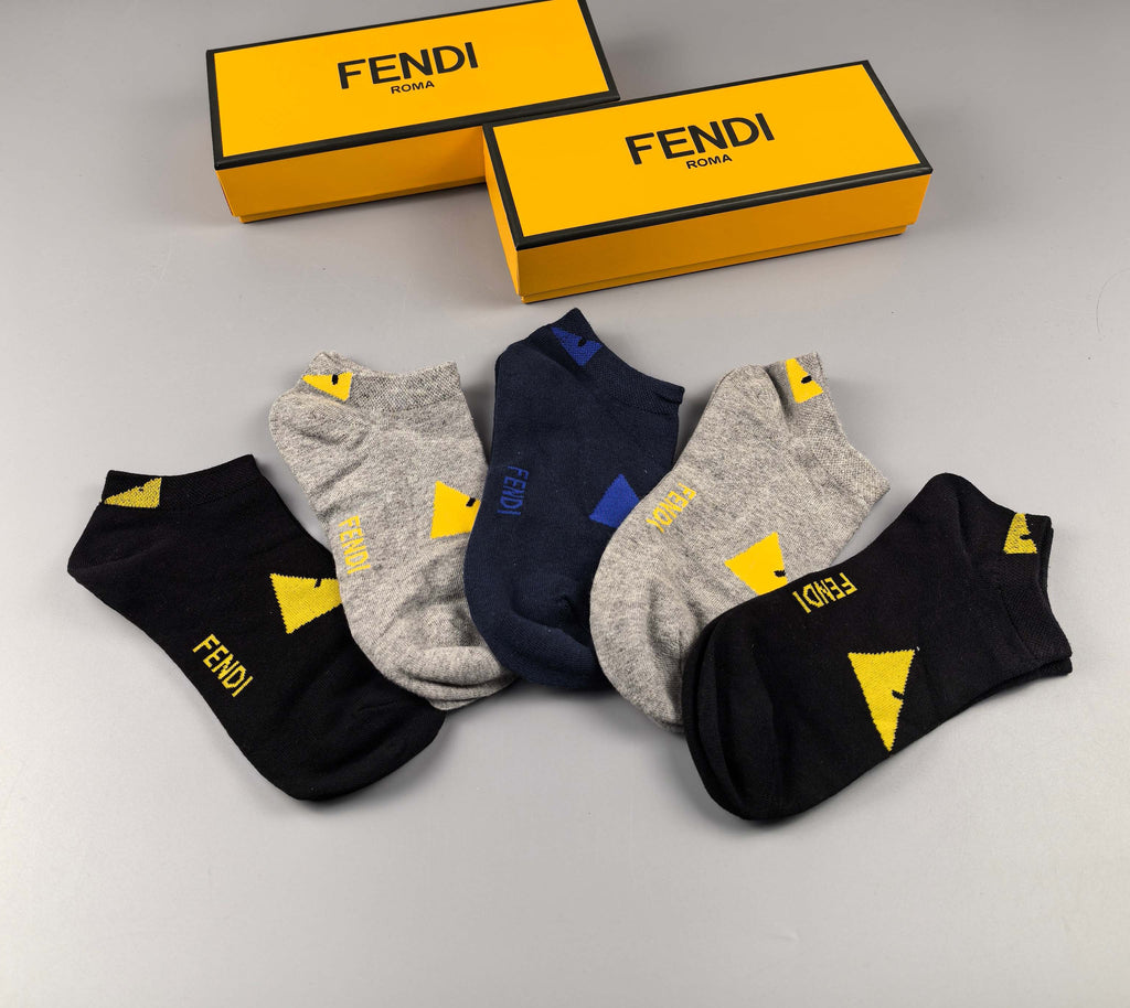 Fendi yellow monster eyes ankle socks - view 4